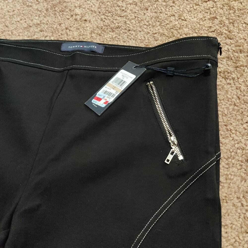 NWT Tommy Hilfiger Leggings Women's 12 Stretch Active Pants Black White ( New ) - Picture 2 of 11